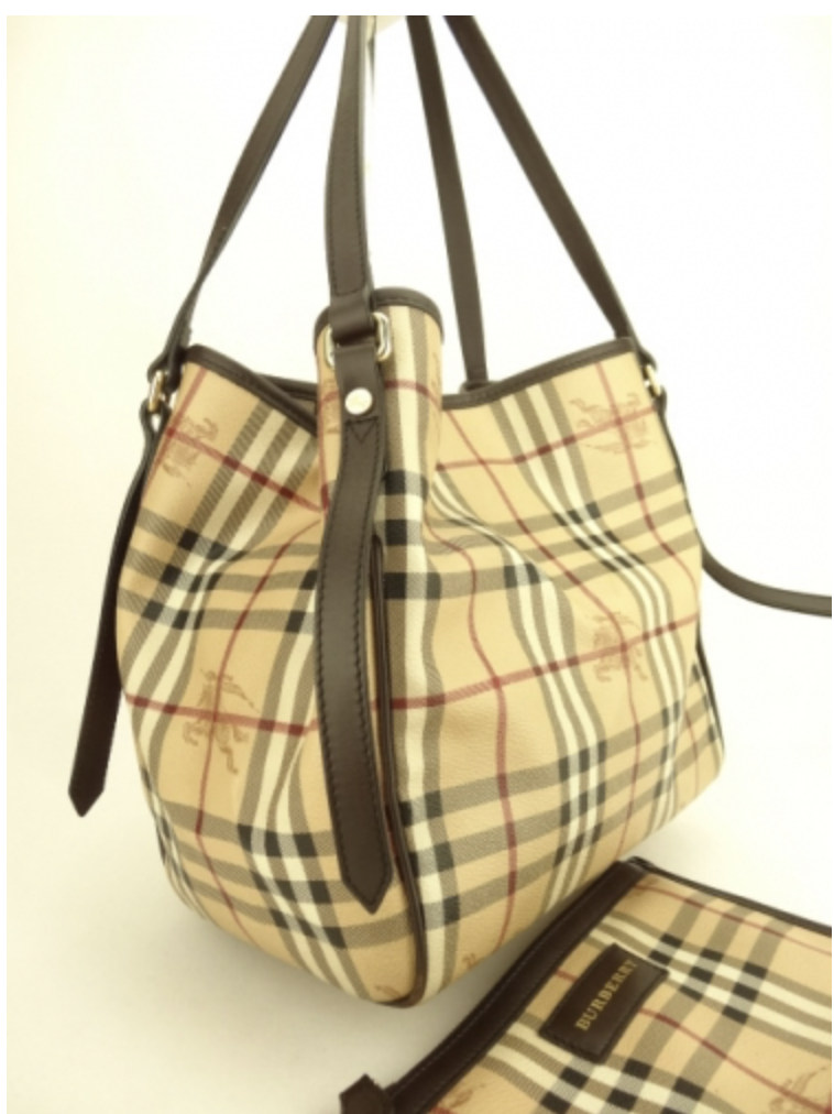 PB6004 Burberry Small Haymarket Centerbury Tote (Brown)